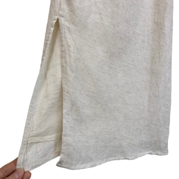 Sim & Sam Linen Blend Midi Dress Twist Button Front Neutral Color Sz S NWT - Picture 9 of 16